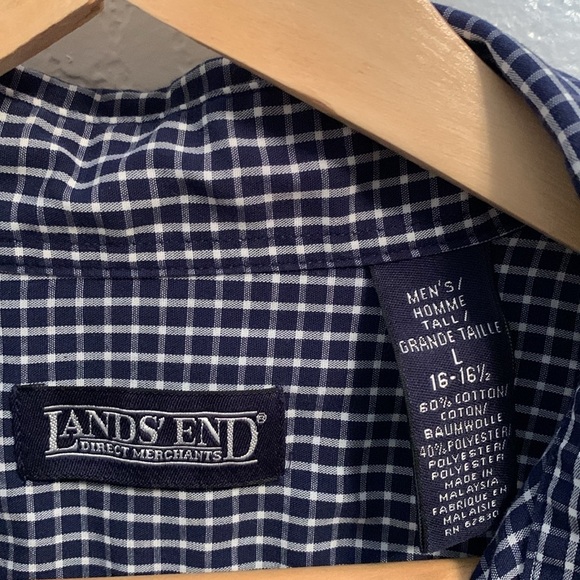 Land’s End Men’s button-down, Size L w/ neck size 16-16 1/2. - Picture 3 of 14